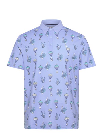 Original Penguin Golf Botanical Print Short Sleeve Polo Shirt   Blue   M