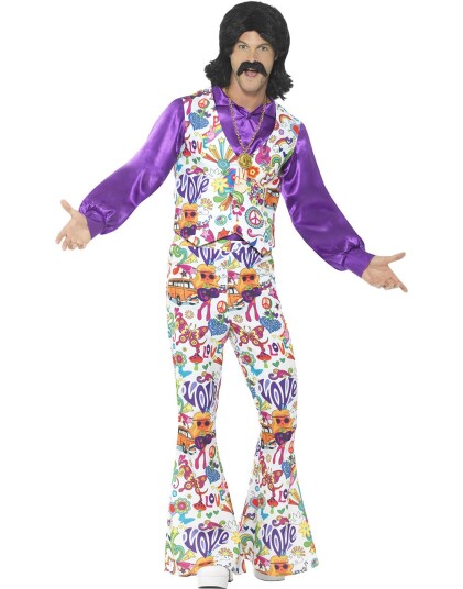 Smiffys 60 Talls Groovy Hippiekostyme til Mann Strl XL
