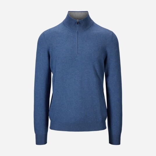 Half Zip Wool-Cashmere Light Blue Half Zip Wool-Cashmere Light Blue