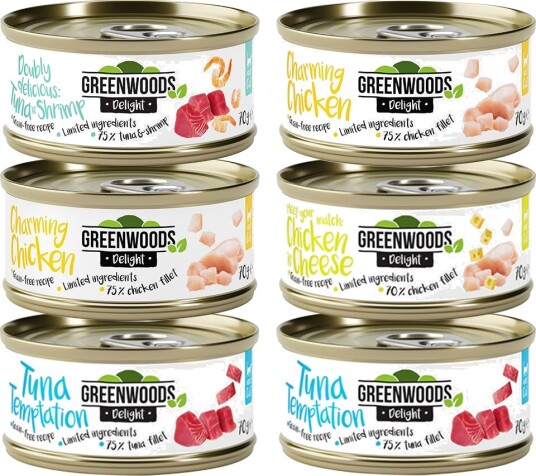 Greenwoods Våtfôr Blandet Prøvepakke Delight Mix 4 Sorter 6 X 70 G Greenwoods Våtfôr Blandet Prøvepakke Delight Mix 4 Sorter 6 X 70 G