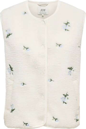 JDY Jdysimina Teddy Flower Emb Waistcoat Otw   White   L