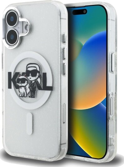 Karl Lagerfeld iPhone 16 MagSafe Etui med Glitter og Choupette Design - Gjennomsiktig Karl Lagerfeld iPhone 16 MagSafe Etui med Glitter og Choupette Design - Gjennomsiktig