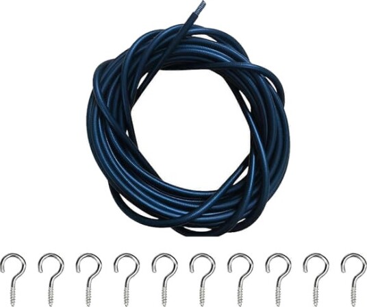 8m Gardinwire i svart Kompatibel med oppheng av gardiner billedtepper og festdekorasjoner Inkluderer 10 metallkroker og 10 skrueøyer