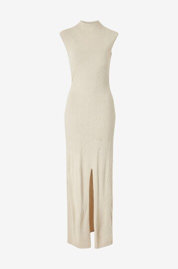 Calvin Klein Maxikjole Crinkled Ankle Knit Shift Dress Beige