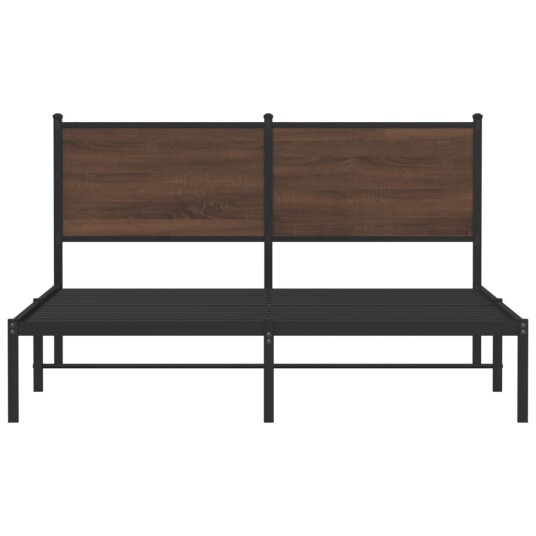 Sengeramme i metall med hodegavl brun eik 140x190 cm 8721102953521