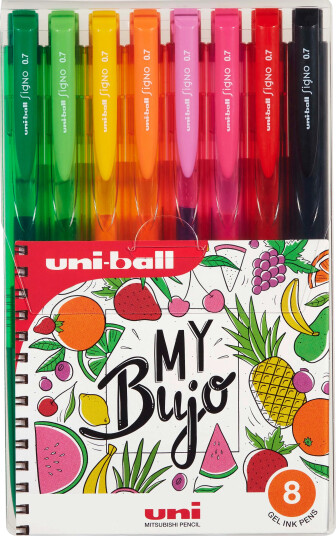 Uni-Ball Signo Rt1  My Bujo Sæt Med 8Stk Gel Roller Penne Med Klik