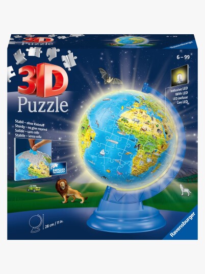 Ravensburger Light Up Children's World Map 3D Puzzle 180pc 3D Puslespill