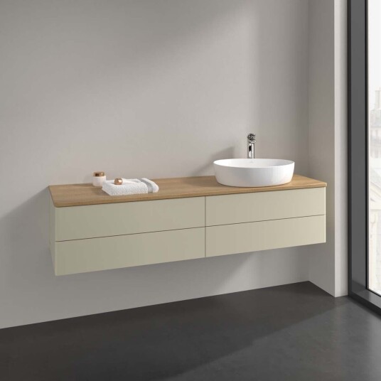 Villeroy & Boch Antao Servantskap med 4 skuffer 160x50x36 cm m/lys Grå Matt/Eik