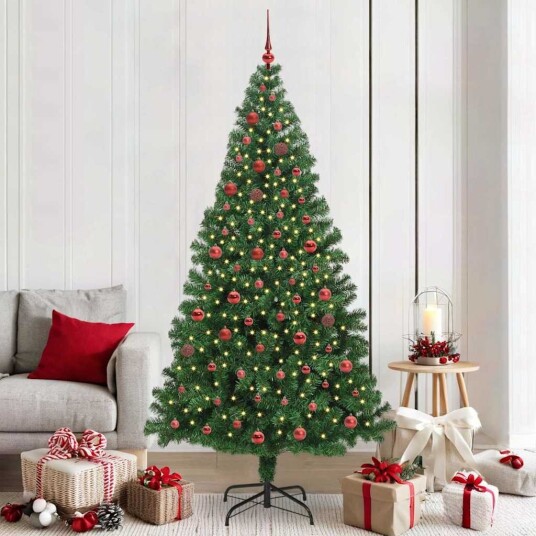 Kunstig juletre med 300 LED grønn 210 cm PVC og Stål og Plast Kunstig juletre med 300 LED grønn 210 cm PVC og Stål og Plast