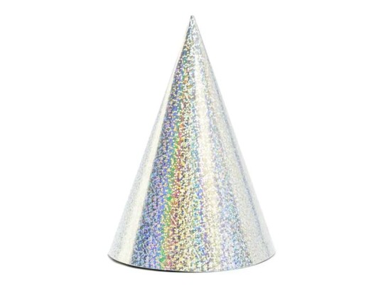 Partydeco Czap6-018, Party Hat, Sølv, 6 Stykker, Bursdag, 160 Mm, 10 Cm