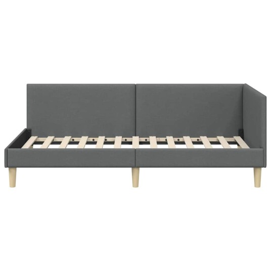 Hjørnesengramme Mørke grå 90 x 200 cm Stoff og Konstruert tre Hjørnesengramme Mørke grå 90 x 200 cm Stoff og Konstruert tre