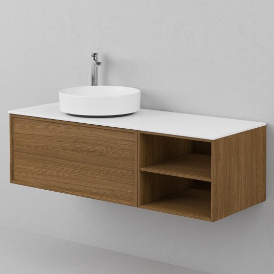 INR Iconic Nordic Rooms Air Wood Servantskap Hel Front med 2 Skuffer og Åpen Oppbevaring H350xd450mm Dark oak / 120cm Høyre