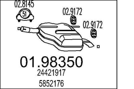 Bakre eksospotte MTS 01.98350 Bakre eksospotte MTS 01.98350