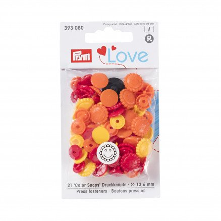 Prym Color Snaps Trykknapper Plast Blomst 13,6mm Ass Rød Orange Gul 30 stk
