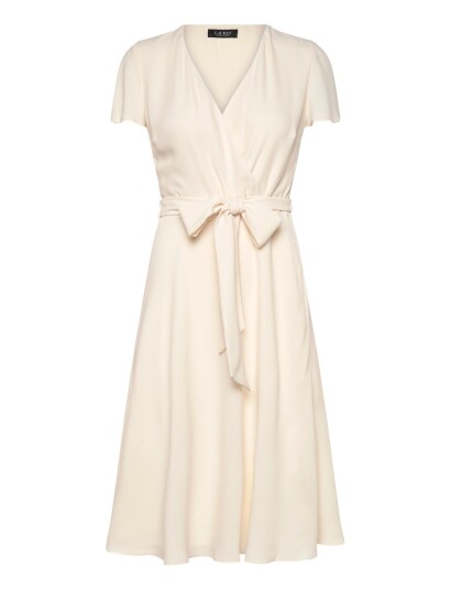 Lauren Ralph Lauren Belted Georgette Surplice Dress Cream 46 Lauren Ralph Lauren Belted Georgette Surplice Dress Cream 46