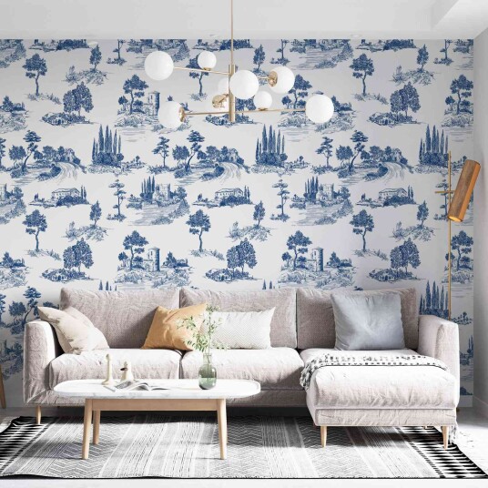 Tapet Scenic Blue Toile Design Tapet Scenic Blue Toile Design