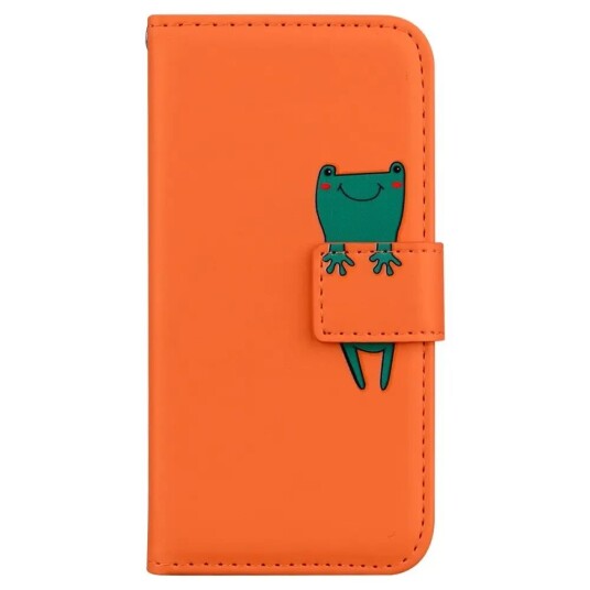 INCOVER Samsung Galaxy S24+ (Plus) Flip Deksel med Stropp / Ståfunksjon / Kortholder - Oransje (Frosk)