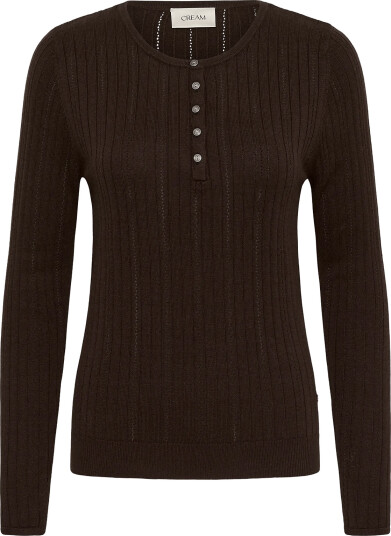 Cream Crpeloa Knit Blouse   Brown   XXL