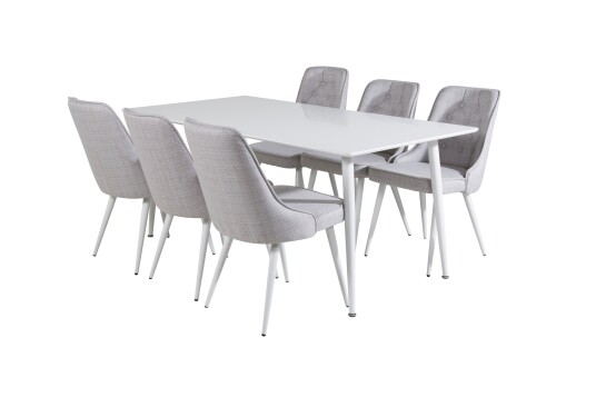 Venture Home Polar Spisegruppe 180 cm Rektangulær med 6 Velvet Stoler Grå