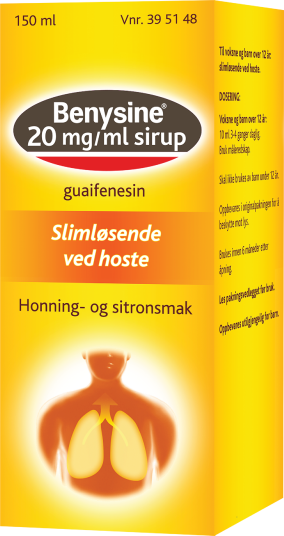 Benysine 20 mg/ml slimløsende sirup 150 ml