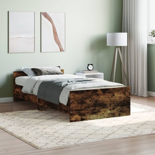 vidaXL Sengeramme røkt eik 100x200 cm konstruert tre 8721012154223