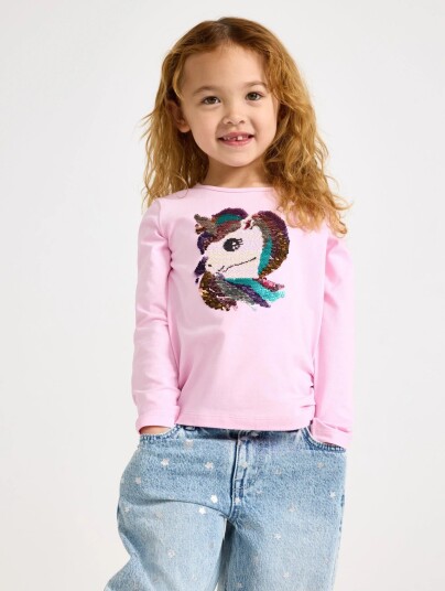Lindex Long Sleeved Top With Reversible Sequins Pink 110