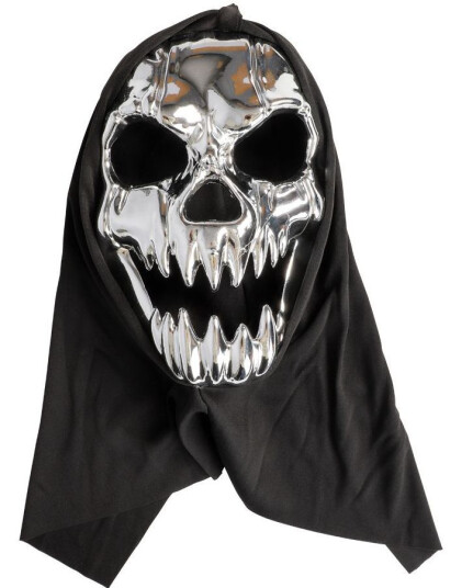 Joker Sølvfarget Monstermaske med Hette 96509