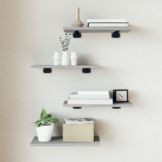 Vegghyller 4 stk grå sonoma 40x20x1,5 cm konstruert tre 8721012209121