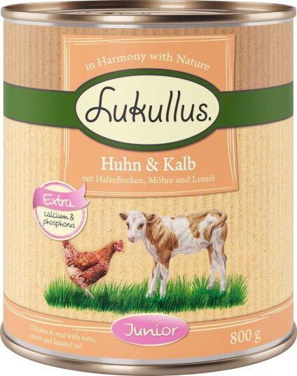 Lukullus Våtfôr Junior & Kalv Kylling 24 X 800 G