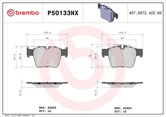 Bremseklosser BREMBO P50133NX