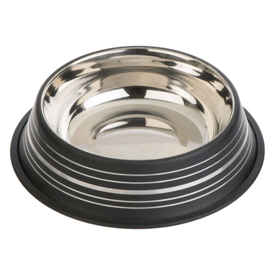 Zooplus Exclusive Silver Line Skål I Rustfritt Stål Svart 200 ml Ø 15 cm