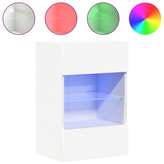 vidaXL Vegghengte TV-benker med LED 2 stk hvit 40x30x60,5 cm 8721012256637