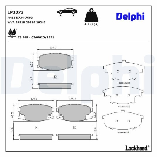Bremseklosser DELPHI LP2073