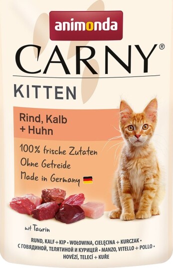 Animonda Carny Våtfôr Kitten Kalv + Kylling Okse 12 X 85 G