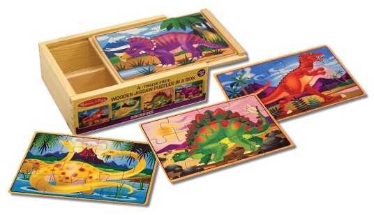 Melissa & Doug Dinosaur Puslespill i Tre sett med 4