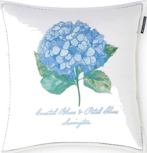 Lexington Home Floral Embroidered Linen/Cotton Pillow Cover - Blue - 50X50