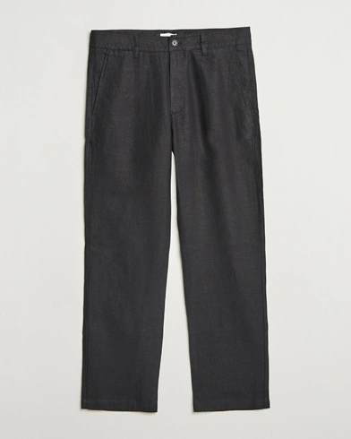 NN07 Aden Regular Fit Linen Trousers Black NN07 Aden Regular Fit Linen Trousers Black