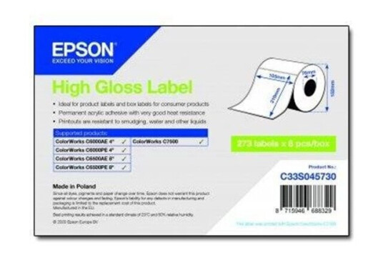 Epson High Gloss Label - Die-Cut: 105mm x 210mm 273 labels