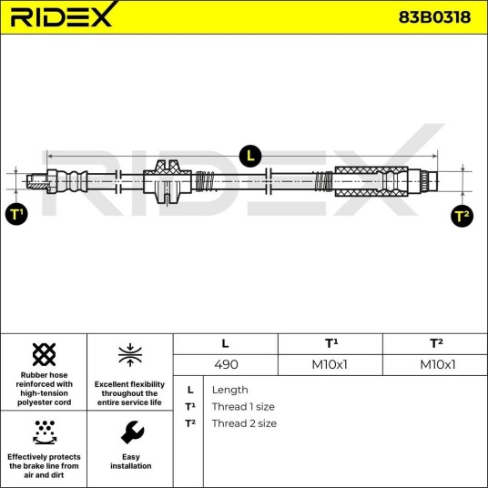 RIDEX 83B0318 Bremseslange