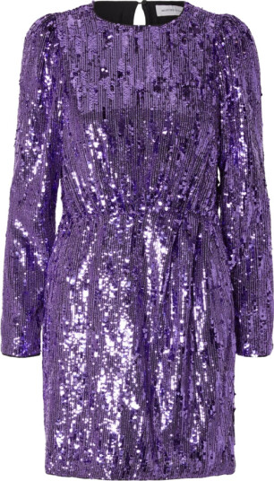 Selected FEMME   Kjole slfAri Colyn LS Short Sequins Dress   Blå