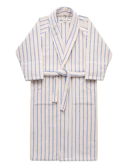Bongusta Naram Bathrobe - Moonbeam & Ultramarine - Cream - L/XL