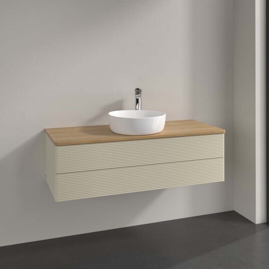 Villeroy & Boch  Antao Servantskap med 2 skuffer 120x50x36 cm u/lys Grå Matt/Eik