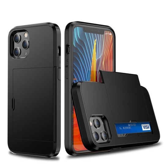 INCOVER iPhone 12 / 12 Pro Drop Proof Deksel m. Lommebok - Svart