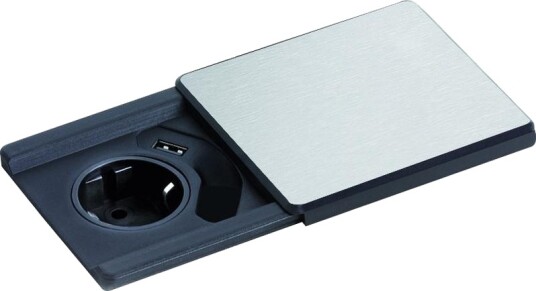 EVOline Square80 1xstikk 1xUSB-lader Sølv