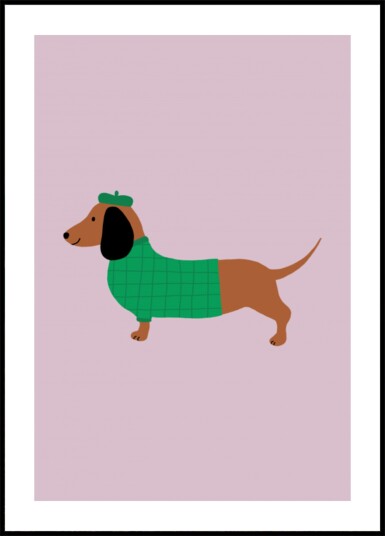 Dapper Dog in Sweater Plakat / 100x150