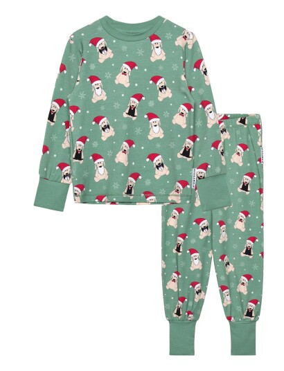 Geggamoja Bamboo Two Piece Pyjamas   Green   74/80