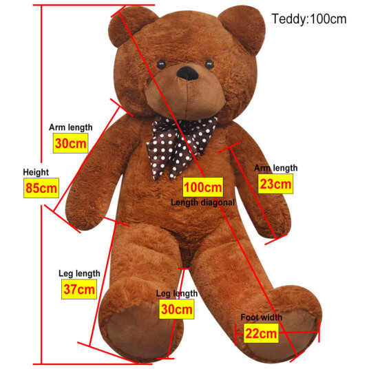 vidaXL Myk plysjbamse XXL brun 85 cm