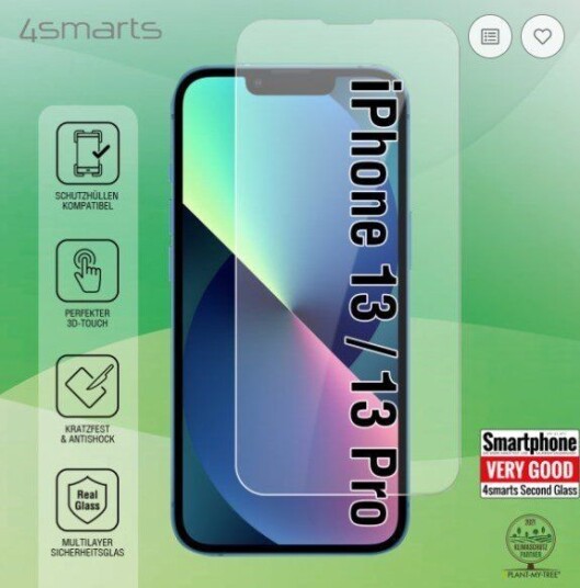 4Smarts Second Glass Krystallklar Skjermbeskytter for iPhone 13/14/Pro
