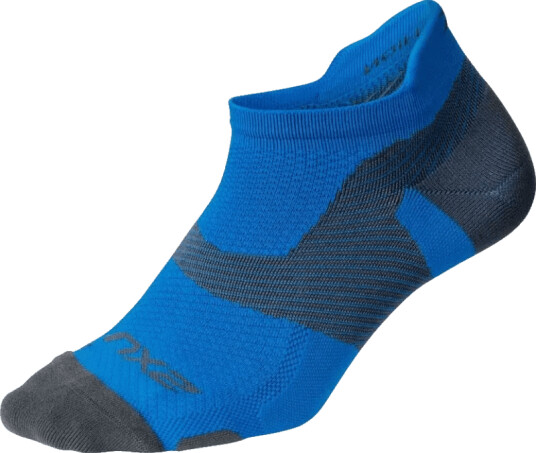2XU Vectr Light Cushion No Show Sock XL, Vibrant Blue/Grey