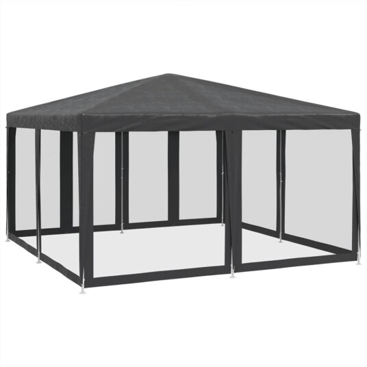 Festtelt med 8 sidevegger av netting antrasitt 4x4 m HDPE Festtelt med 8 sidevegger av netting antrasitt 4x4 m HDPE